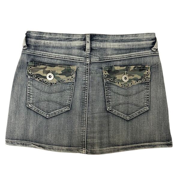 Rare True People Y2K Denim Camo Studded Micro Mini Skirt Size XS/S (3) - Picture 1 of 10